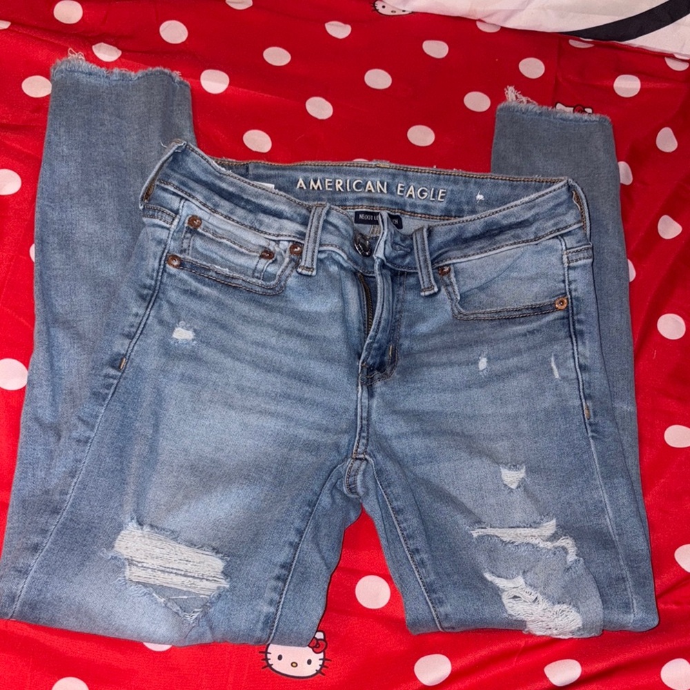 American Eagle Outfitters Blue Skinny Distressed Jeans